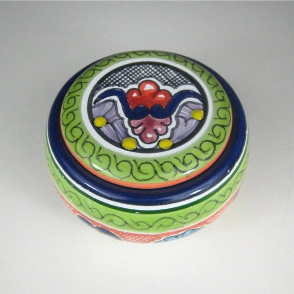 Pastillero Talavera Trinket Box Jar Tabaq Palace Resort Ceramic 3 inch - Picture 2 of 9